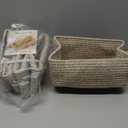 Small Storage Baskets for Organizing | Closet Organizer Bins | Shelf Toy Basket | Woven Rope Baskets | Cube Decorative Box | Shallow Basket | 11.5x7.5x4.7 | 3 Packs Mixed Brown (Natural)