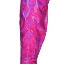 Cape Robbin Women's Metallic Thigh High Over-The-Knee Boots - Zippered Pointed Toe & Stiletto Heel (Bemilia) (7, Pink Holographic)