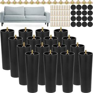 TURSTIN 16 Pack 8 Inch Plastic Furniture Legs with M8 T-Nuts Screws Tapered Sofa Couch and Chair Legs Replacement Furniture Leg for DIY Projects Sofas Coffee Tables Dressers Beds