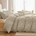 JELLYMONI Duvet Cover King Size Khaki - 3PCS Boho Duvet Cover Set Plaid Polyester Tufted Bohemian Jacquard Knit Textured Comforter Cover 10490in Rhombic Geometric Pattern Zipper Corner Tie