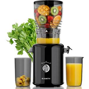 300W Cold Press Juicer with 5.8" Extra-Large Feed Chute, Slow Masticating Juicer Machines for Fruits and Vegetables, High Juice Yield, Easy to Clean, Family Use, BPA Free (Black & Grey)