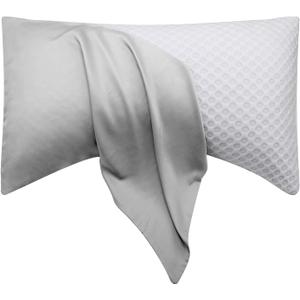 Curved Crescent Cooling Side Sleeper Pillow Cases - Rayon Derived from Bamboo Pillowcase Cover Queen Size 1 Piece, 20 * 30 inches Light Grey