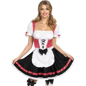 Spooktacular Creations Women Oktoberfest Costume, Dirndl Dress German Beer Girl Outfits for Halloween Party Beer Carnival (Medium, Red)