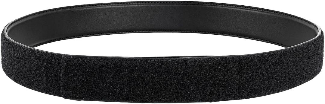 Inner Belt with Loop Liner Police Reversible Leather Under Duty Belt Buckleless for Law Enforcement Security 1.5" Wide (Large, Plain Black)