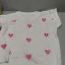 Women's Love Heart Sweater Long Sleeve Multi-Heart Print Regular Fit Knit Top Size S