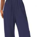 STOLKISS Womens Tube Top Jumpsuits Strapless Belted Wide Leg Bustier Jumpsuit Backless Baggy Long Pants Rompers with Pockets (Blue, XL)