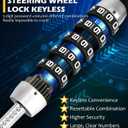 Tevlaphee Steering Wheel Lock, Car Lock Anti Theft Keyless Extendable Retractable Password 5 Coded Combination Lock, Heavy Duty Universal Fit (Black)