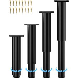 Metal Adjustable Furniture Legs 7-12.6 inch, Wlrrcwdttc Bed Support Legs Adjustable Height Cabinet Legs for Bed Frame/Sofa/Dresser/Couch/Chair/Table,Bed Replacement Legs Bed Center Slats Legs Set of 4