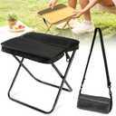 Portable Stool for Mountaineering and Hiking, 2025 New Lightweight Foldable Stool with Carrying Bag, Outdoor Footstool for Picnic Hiking Fishing (Black, Large)