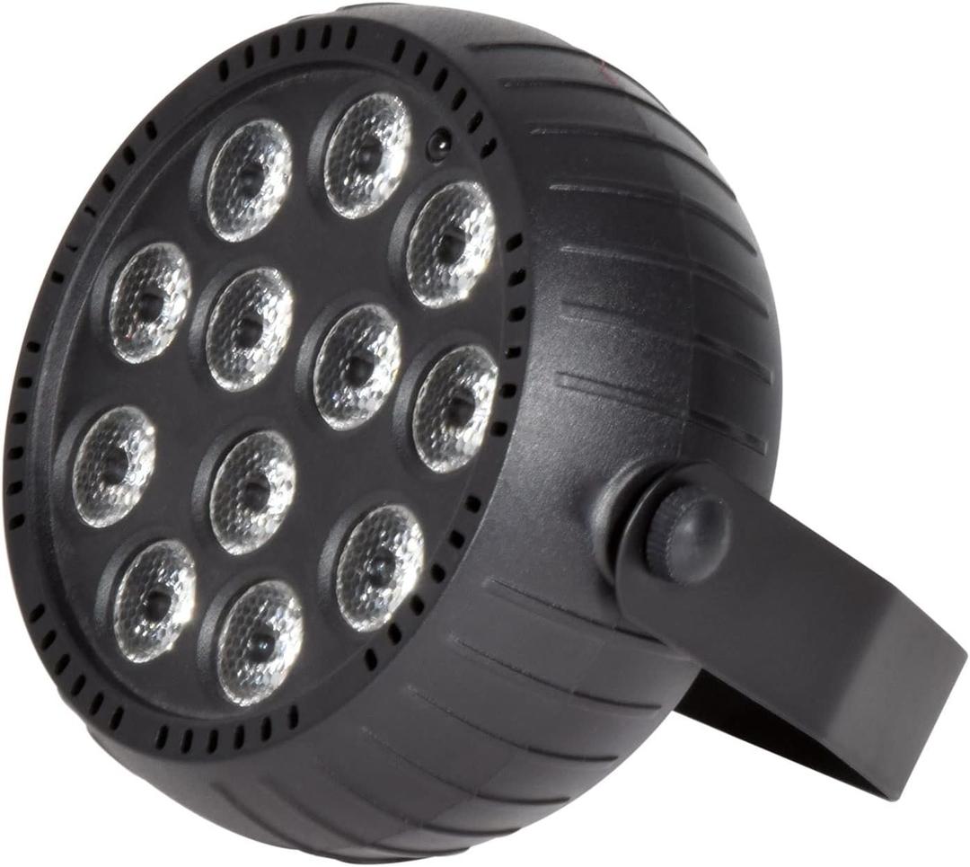 QTX | Rechargeable Mini LED PAR Light Powerful 12 x 1.5W LEDs & Up To 6 Hours Life From One Single Charge | Black