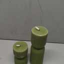 Olive Green Ribbed Flameless Pillar Candles with Remote, LED Candles Battery Operated Flickering Real Wax Set of 2
