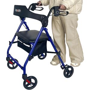Retaoldth Rollator Walkers for Seniors with Seat, Foldable & One-Hand Carry, Upgraded Rolling Walker with Seat for Seniors, Handle Height Adjustable Walker for Seniors, Walking & Seated, Blue