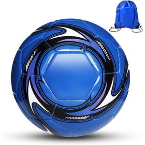 Soccer Ball Size 3,4,5 Soft PU with Football Bag Needle for Practice Training (Pearl Blue)