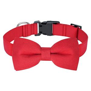 Malier Christmas Collar with Bow Tie - Classic Red Holiday Collars for Girls & Boys, Adjustable for Small to Large Dogs & Cats