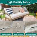 FLYMEI Patio Cushion Covers 22x22x3 Waterproof Outdoor Cushion Cover Replacement 2Packs Outdoor Seat Cushion Slipcover for Rattan Chair Sofa, Beige
