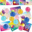 30 Packs Valentine's Day Cards with Glitter Bounce Balls Stress Toys for Classroom Exchange, Valentine's Gifts Party Favors for Boys Girls School, Party Prizes for School