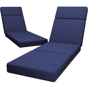 2 Pcs Chaise Lounge Cushions Outdoor, 72 x 21 x 4 Inch Lounge Chair Cushions for Outdoor Furniture - Waterproof Lounge Patio Replacement Cushion, 4In Fade-Resistant ThickPatio Chaise Lounge Cushion (Navy Blue)
