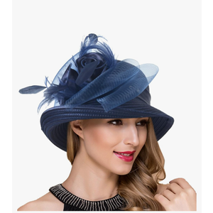 Women Derby Church Dress Cloche Hat Fascinator Floral Tea Party Wedding Bucket Hat S052