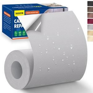 Self-Adhesive Canvas Repair Tape, 4" x 79" Waterproof Canvas Repair Patch, Fabric Patch Repairs Kit for Furniture, Tents, Sunbrellas, Boat Covers Awnings, Couches, Clothes, Bags Light Grey