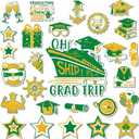 Tellegloww 27 Pcs Graduation Cruise Door Magnets 2026 Graduation Cruise Door Decorations Magnetic Congrats Grad Magnet for Carnival Cabin Party Grad Trip End of School Car Refrigerator(Green Gold)
