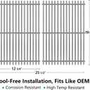 Hongso 7MM 304 Stainless Steel Grill Grates for Weber Genesis 300 Series, Cooking Grids 19.5 Inch for Genesis E310 E320 E330 S310 S320 S330 EP310 EP320 EP330 Grills, Replacement Parts for 7524 7528