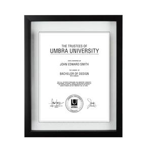 Pack Of 3 Umbra 316280-040 Floating Frame for Displaying Documents, Diploma, Certificate, Photo or Artwork, 11 x 14 8-1/2 x 11, Black 
