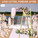 56" Gold Easel Stand for Sign, Heavy Duty Display Easel with Adjustable Chain, Heart-Shaped Envelope Design Art Easel for Paintings, Wedding Sign, Posters, Mirrors, Artwork
