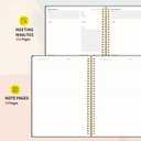 SUNEE Meeting Notebook for Work with Sticky Tabs - 160 Pages, A4 Size Project Planner, Spiral Meeting Agenda/Minutes Notebook Organizer for Women Men, Note Taking, Office & Business, 8.5"x11", Black