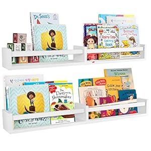 birola 32 Inches Nursery Book Shelves Set of 2, Wall Bookshelves for Kids, Floating Nursery Shelves White (32inches Set of 2 White)