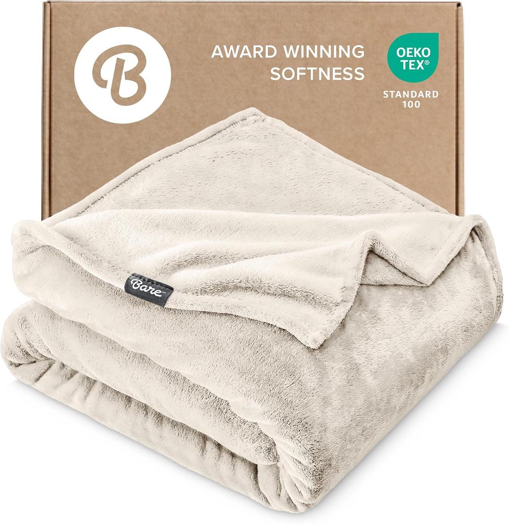 Bare Home Fleece Blanket - King Size - Ultra-Soft Lightweight for Bed, Sofa, and Couch - Luxury Microplush - Cozy Warm Blanket (King, Vanilla)