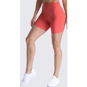Aoxjox Metamorph Workout Biker Shorts for Women Tummy Control High Waisted Athletic Gym Running Deep V Yoga Short 6" (Spiced Coral, XX-Small)