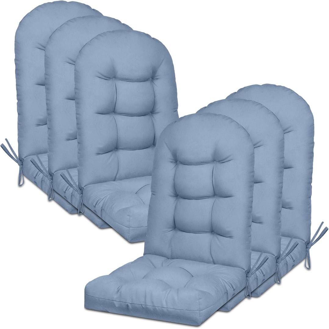 6 Pack Adirondack Chair Cushion, Waterproof Rocking Chair Cushion - Fade Resistant Patio Furniture Cushions, Thickened Patio Chair Pad for Outdoor and Indoor, 49x20x5 Inch (Blue Grey)