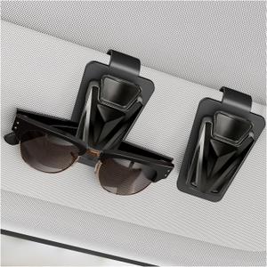 2 PCS Sunglasses Holders for Car Sun Visor, Snap-On Metal Auto Visor Glasses Organizer Sunglasses Clip, One-Handed-Operation Eyeglass Storage Hanger for Most Vehicles (Black)