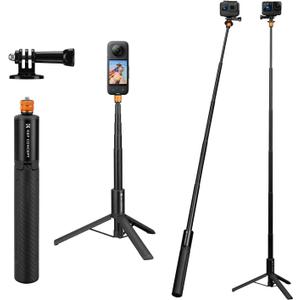 K&F Concept Invisible Selfie Stick, Extension Long Pole120cm/47.2in Compatible with Insta360 X5/X4/X3 GoPro Hero 13/12/11 DJI OSMO 360 Pocket 3, 1/4" Extended Monopod with GoPro Adapter.