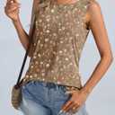 ORANDESIGNE Womens Floral Tank Tops Crewneck Sleeveless Shirts Casual Summer Loose fit Top Wlidflower Khaki Medium