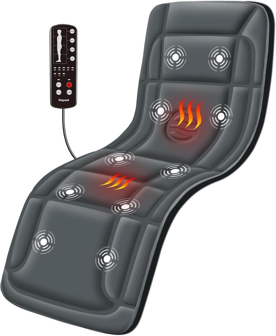 Full Body Massage Mat, Vibration Back Massage Pad for Chair, Bed, Sofa, Back Massager with Heat, Massage Chair Pad, 10 Vibration Motors& 2 Heating Levels, Gifts (Blue)