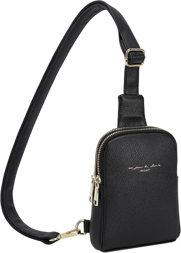 INICAT Women's Small Sling Bag, Lightweight Everyday Vegan Leather Crossbody Purse for Daily Essentials and Travel Light