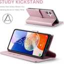 Wallet Case for iPhone 16, RFID Blocking Credit Card Holder, PU Leather Folio Flip Kickstand Protective Shockproof Cover for Apple 16 (Pink, for iPhone 16-6.1'')
