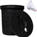 13 x 11.4 x 15 Inch Perforated Sump Basin with Lid Sump Pump Basin Bucket with Drilled Holes for Crawl Spaces,Yards,Patios and Driveways(Black)