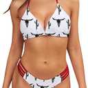 SHESHOW Bikini Sets for Women Cowgirl Style Two Piece Swimsuits Back Lace Up Mid Rise Sexy Bathing Suit (Large)