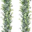 DearHouse Faux Eucalyptus Garland Plant, 2 Pack Artificial Vines Hanging Eucalyptus Leaves Greenery Garland for Wedding Backdrop Arch Wall Decor, 6 Feet/pcs UV Protected Indoor Outdoor
