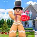 2025 Huge Christmas Inflatable Gingerbread 14FT Giant Gingerbread Man with Mug Christmas Inflatables Outdoor Decoration Xmas Big Blow Up Yard Decor with Built-in 7 LED for Yard Garden Lawn
