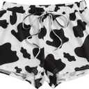 Avanova Women's Cow Print Shorts Elastic Waist Casual Yoga Workout Running Active Shorts Cow, XL