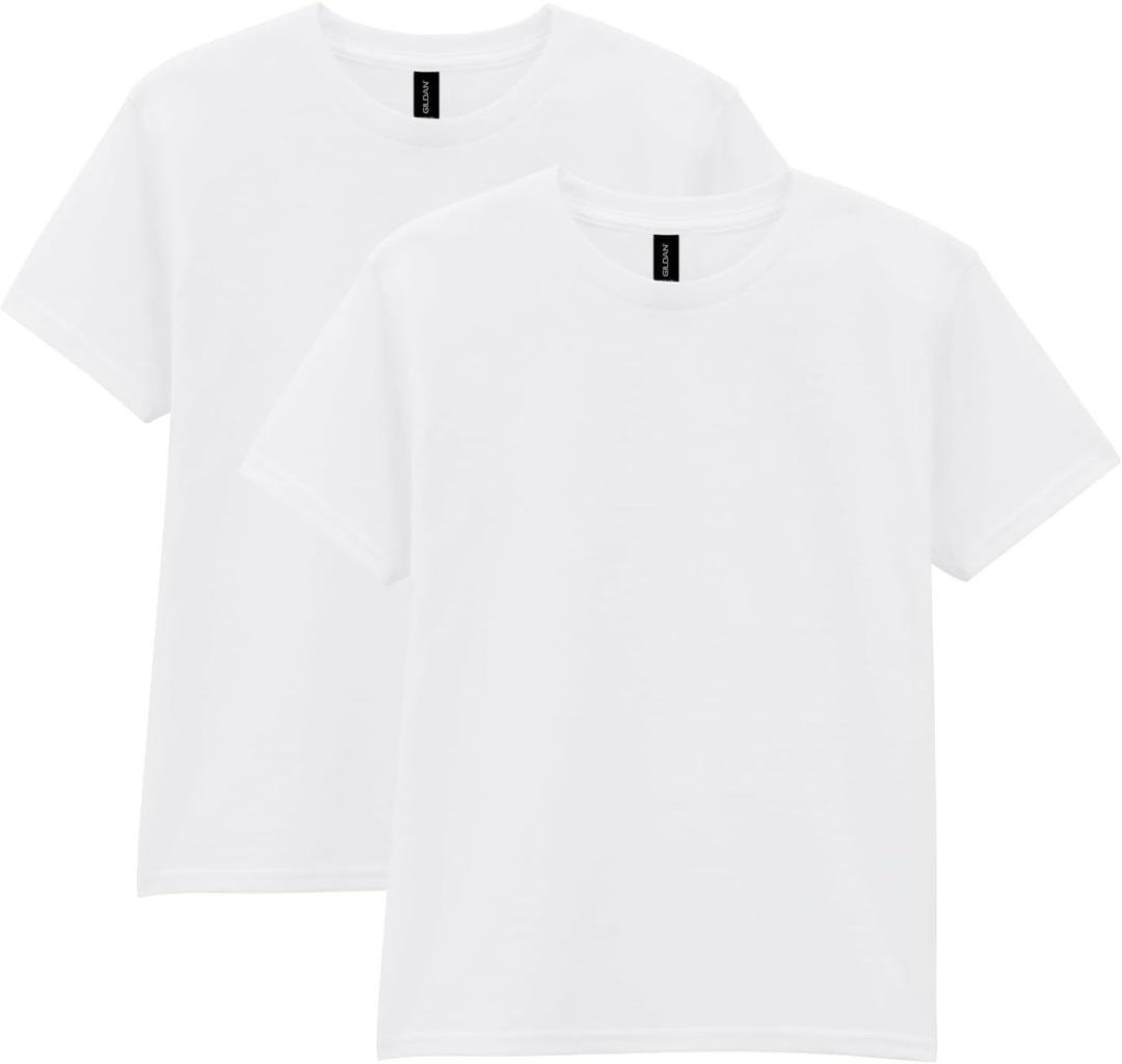 Gildan Youth DryBlend T-Shirt, Style G8000B, 2-Pack (White, L)