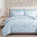 Geniospin Light Blue Full Comforter Set for Girls- 7 Pieces Bowknot Jacquard Bed in A Bag Full Bedding Sets with Sheets, Pillowcases & Shams, All Season Kids Comforter Set