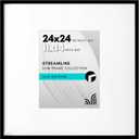 Americanflat 24x24 Picture Frame with Polished Plexiglass - Use as 11x14 Frame with Mat or Display 24x24 Photo Without Mat - Streamline Collection - Thin Border Square Frames for Wall Display - Black