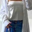SweatyRocks Women's Sexy Backless Cropped Satin Going Out Tops (White, L)