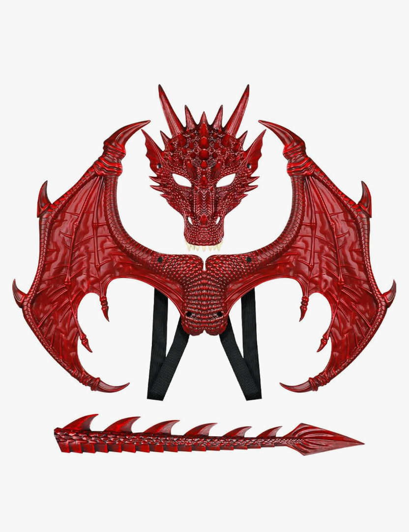 Dragon Costume Kids Dinosaur Wings Tail Mask Set Boys Girls Children Dress Up Dino Props for Halloween Cosplay