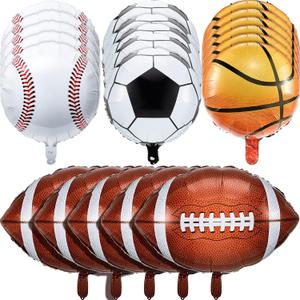 Sumind 20 Pieces Sports Foil Balloon Set, Baseball Football Basketball Soccer Sports Game Party Decorations Balloons for Birthday Themed Party