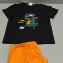 Toddler Baby Boy Summer Clothes Short Sleeve T-Shirt Tops and Elastic Cargo Shorts with Pockets for 18M-6 Years (A Black Orange Dinosaur)